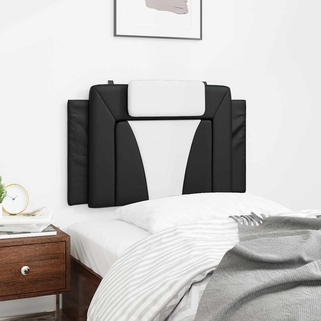 Almofadão de cabeceira viana 80 cm couro artificial preto e branco