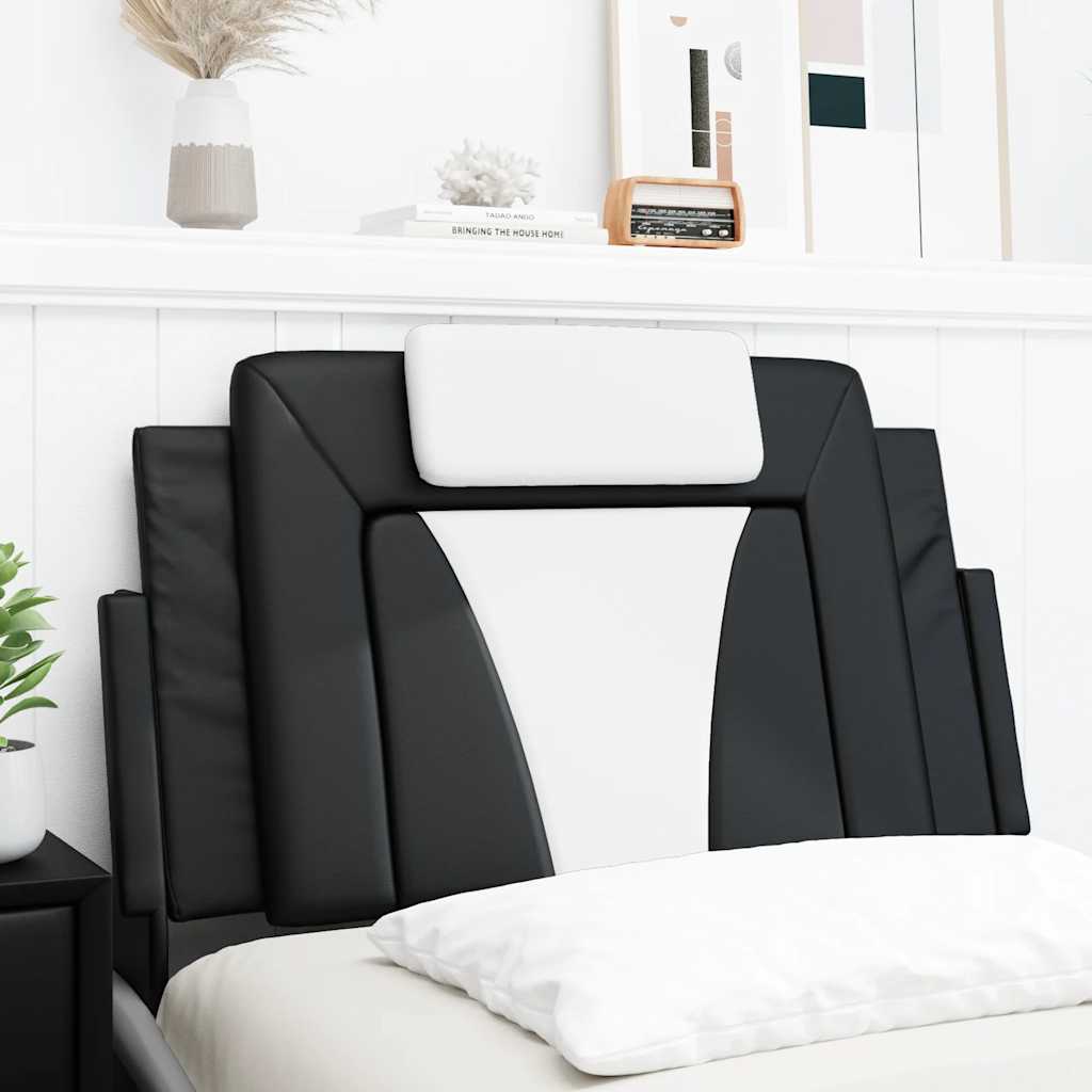 Almofadão de cabeceira viana 80 cm couro artificial preto e branco