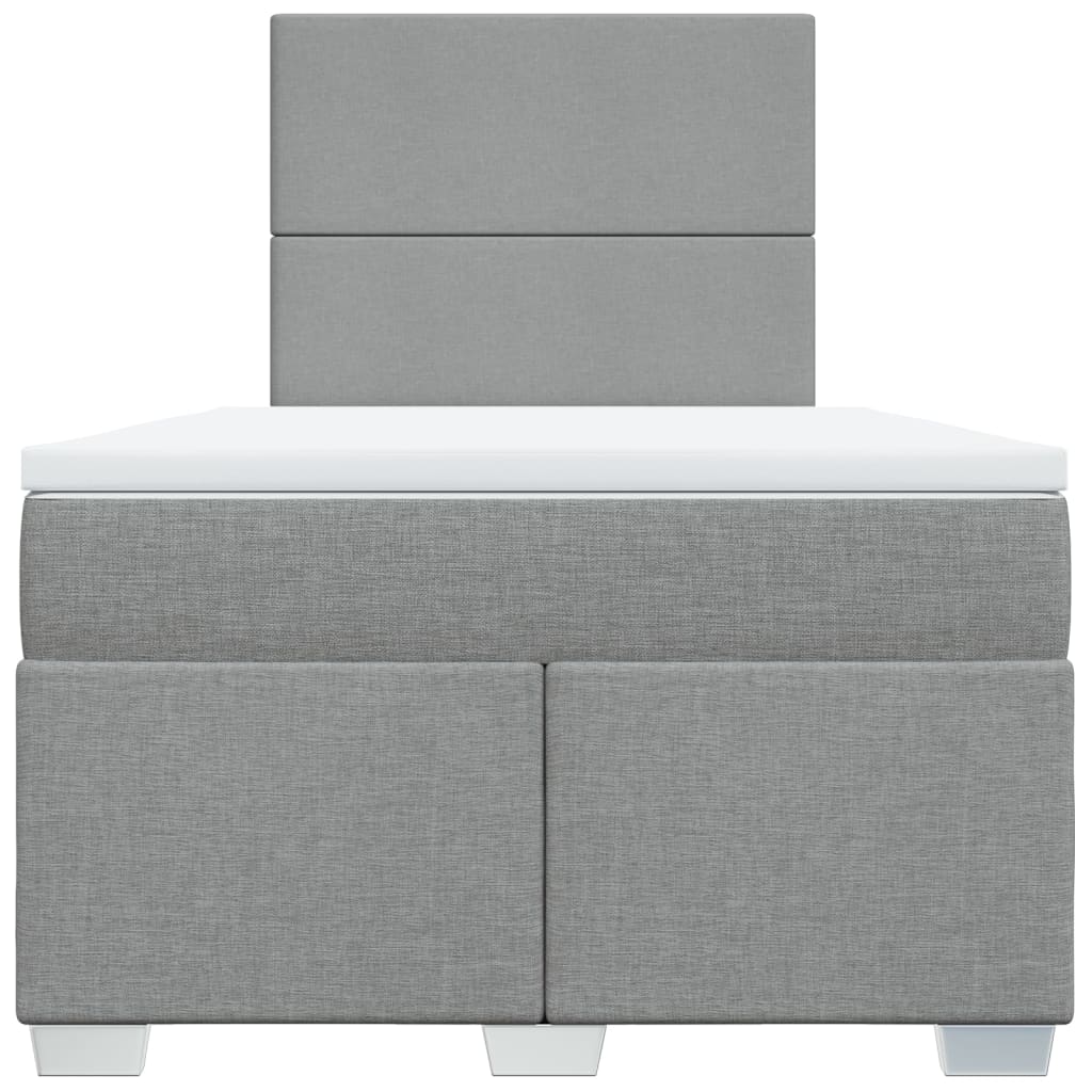 Cama boxspring com colchão 120x190 cm tecido cinzento-claro