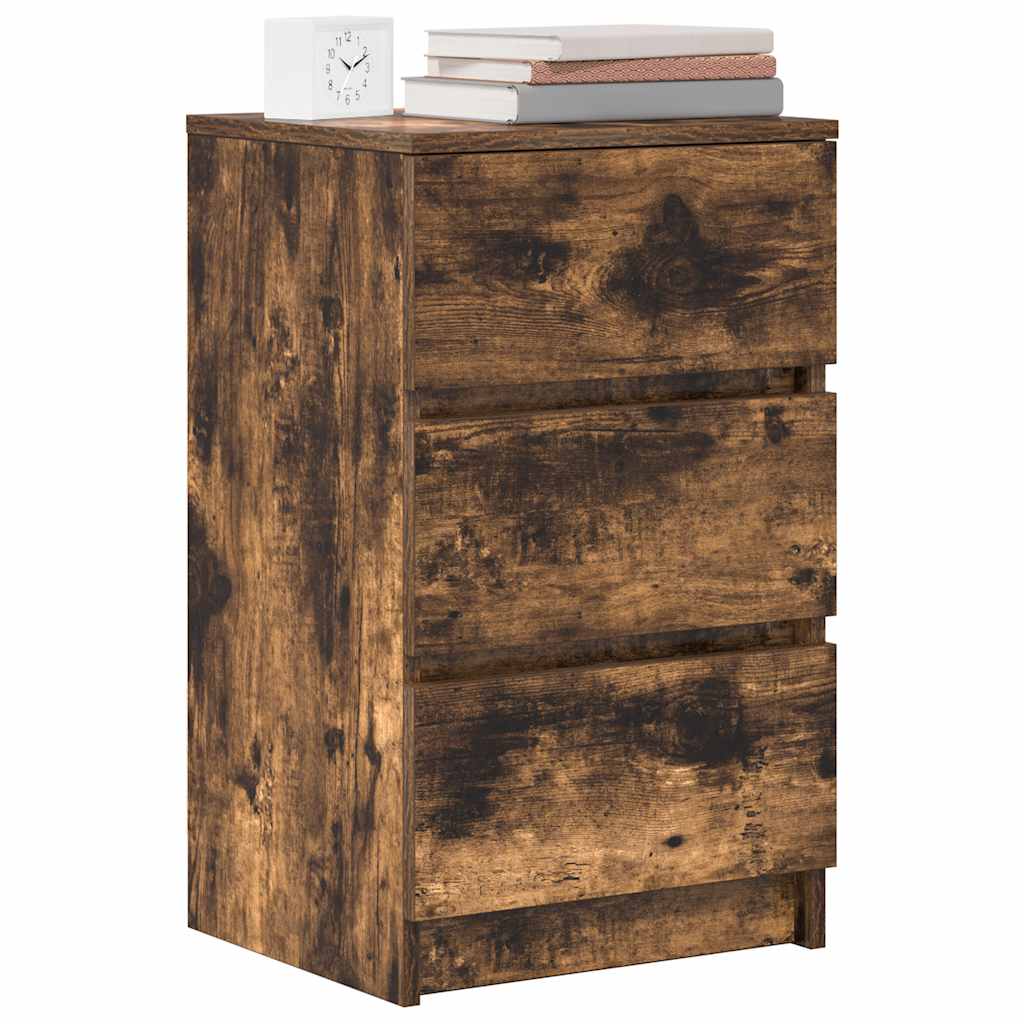 Mesa de cabeceira com 3 gavetas 39x35x65 cm carvalho fumado