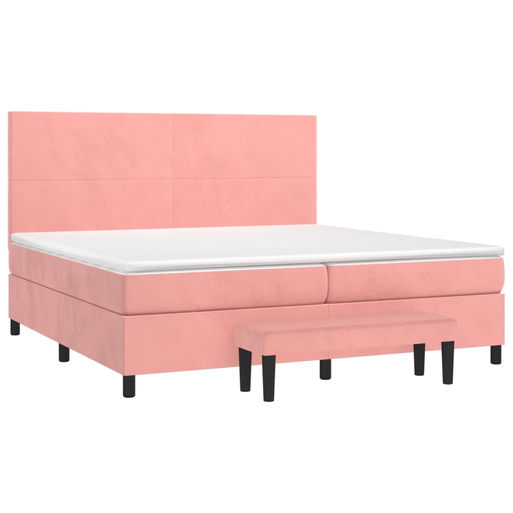 Cama com molas/colchão 200x200 cm veludo rosa
