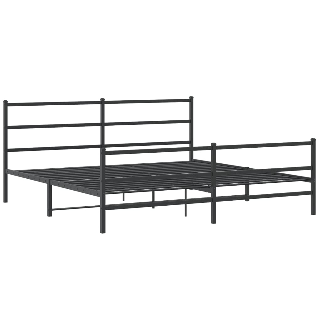 Estrutura de cama com cabeceira e pés 193x203 cm metal preto