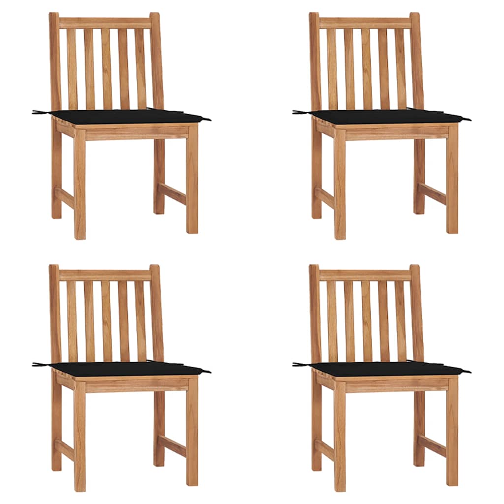 Cadeiras de jardim c/ almofadões 4 pcs madeira de teca maciça