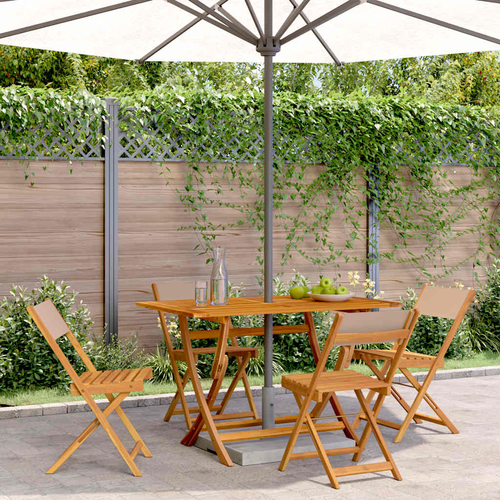 Cadeiras jardim dobráveis 4pcs tecido/madeira cinza-acastanhado