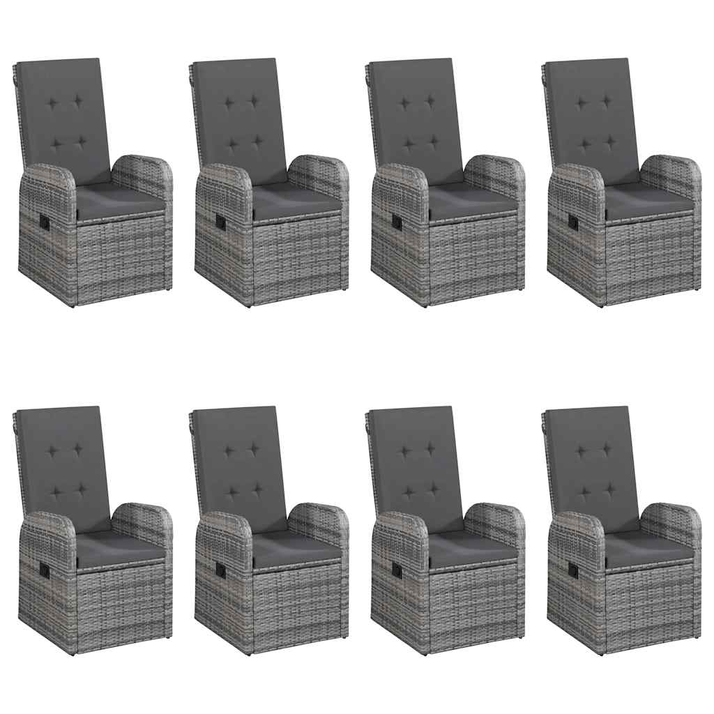 9 Pcs conjunto de jantar para jardim cinzento
