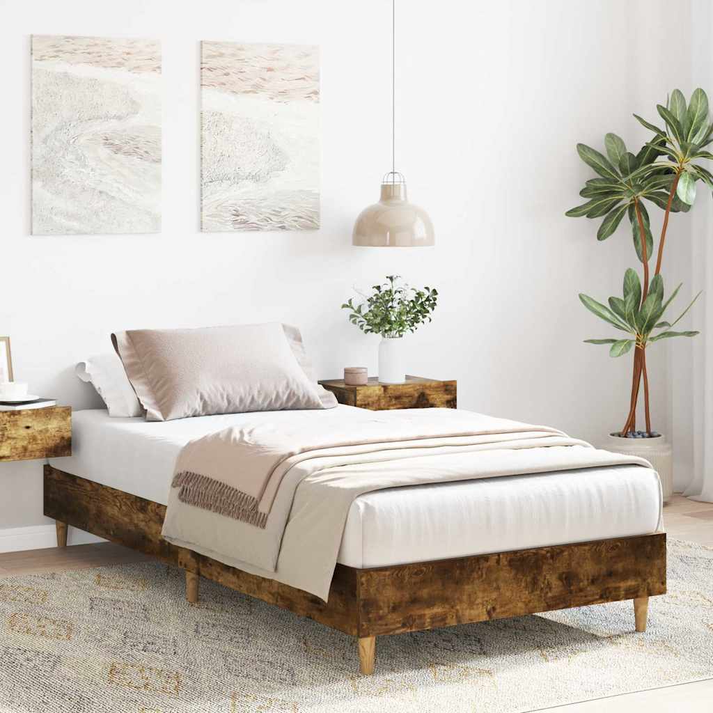 Estrutura cama s/ colchão 90x200 cm carvalho fumado