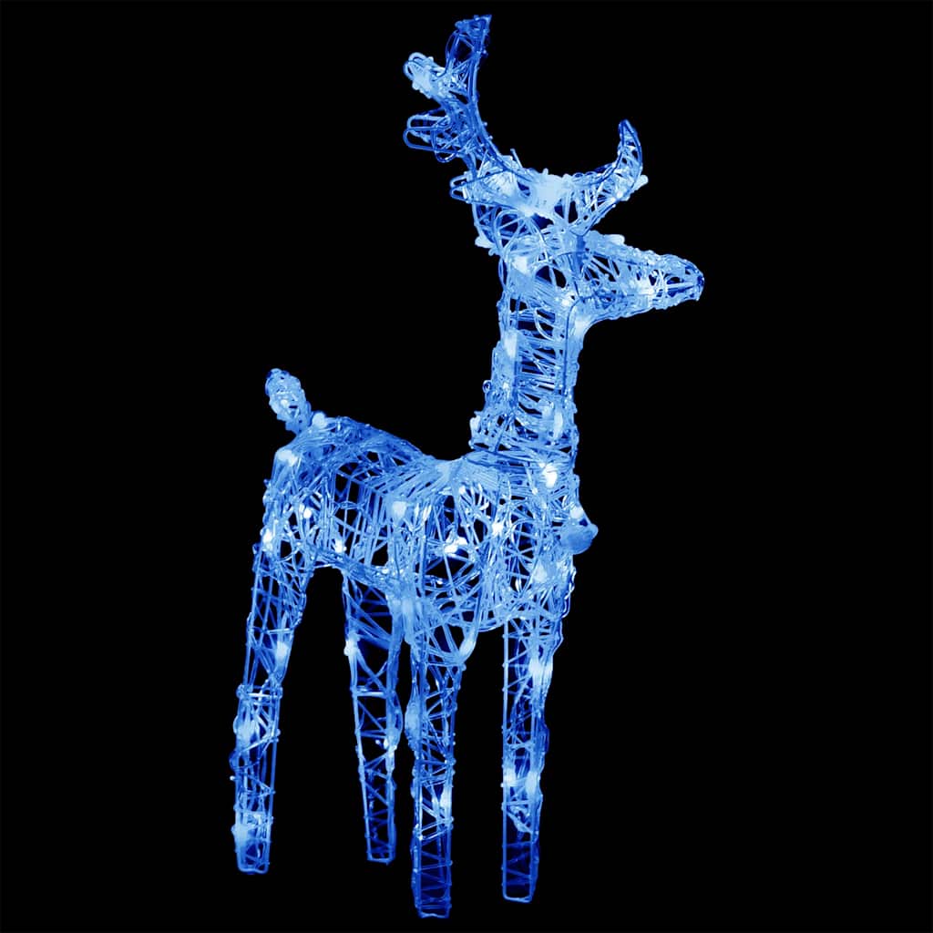 Decoração de natal renas/trenó 160 luzes LED 130 cm acrílico