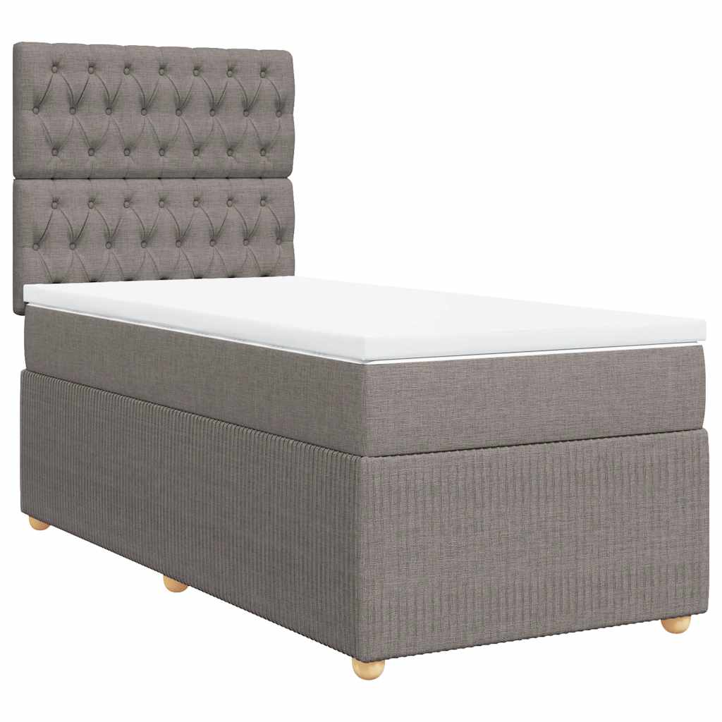 Cama com molas/colchão 100x200 cm tecido cinza-acastanhado