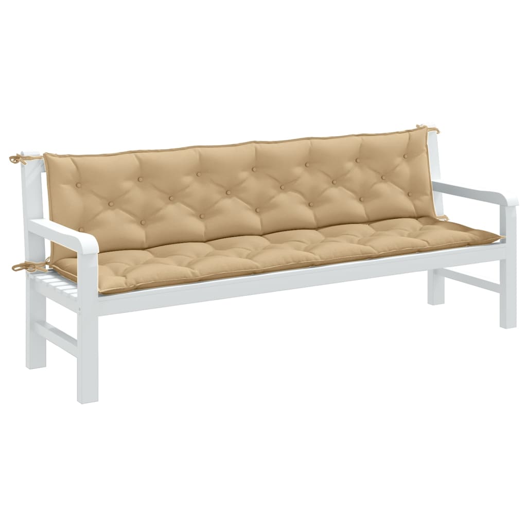 Almofadões banco jardim 2pcs 200x50x7cm mesclado tecido bege