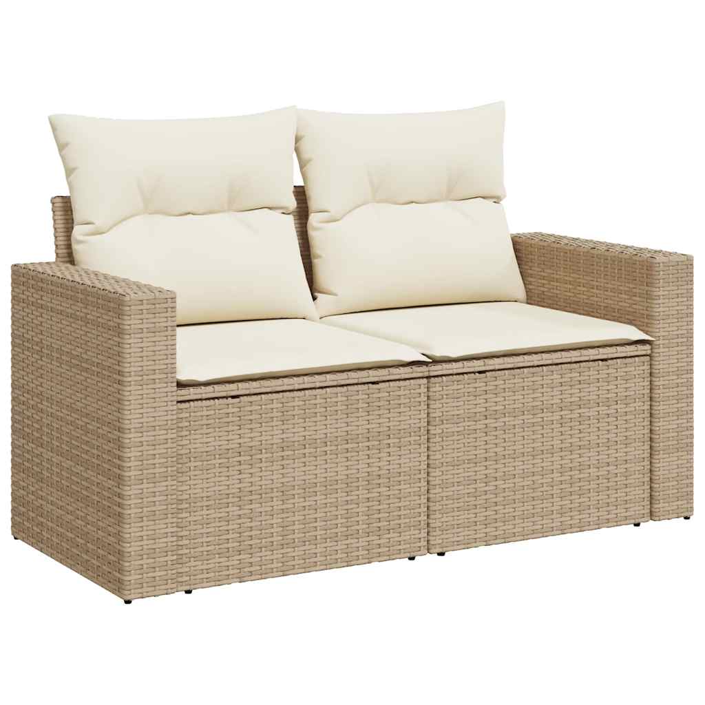 9 Pcs conjunto de sofás p/ jardim com almofadões vime PE bege