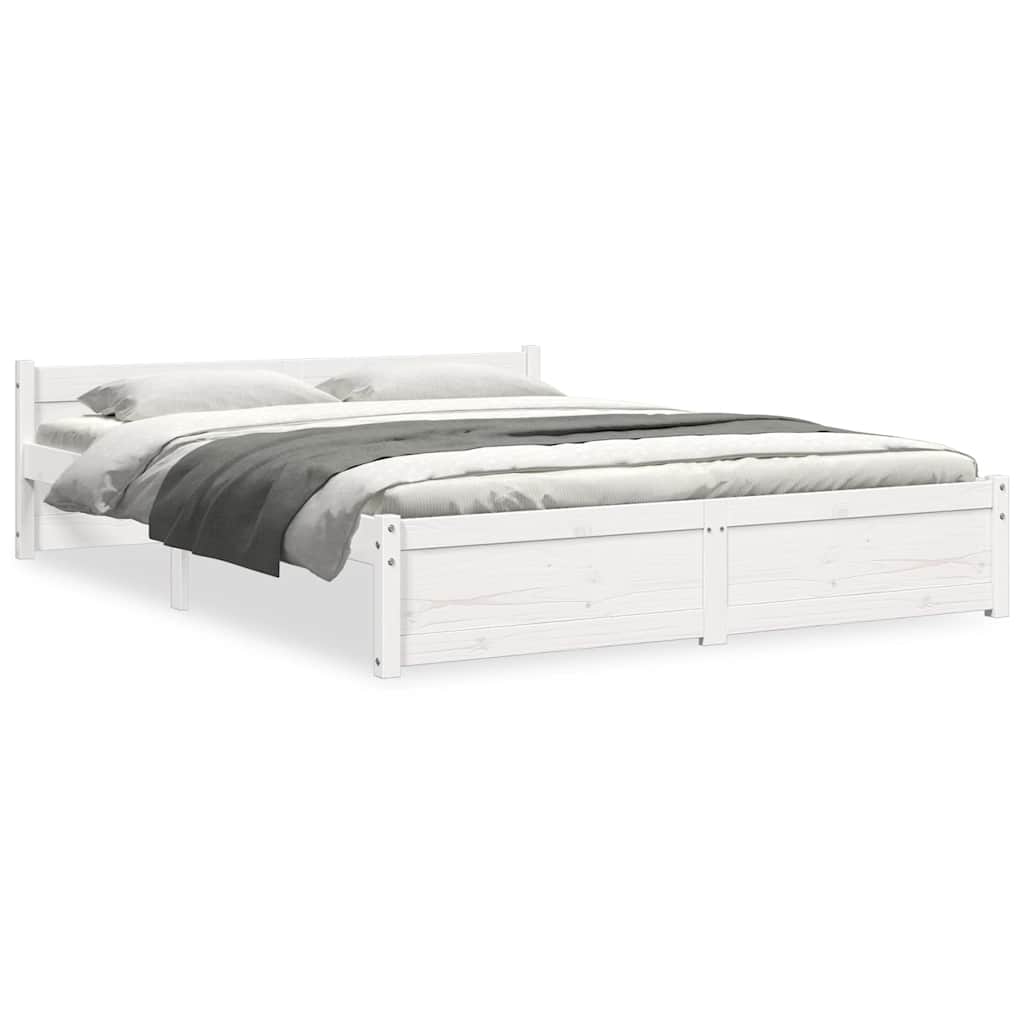 Estrutura de cama 140x190 cm madeira maciça branco