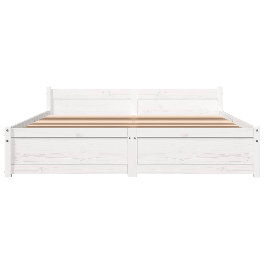 Estrutura de cama 140x190 cm madeira maciça branco