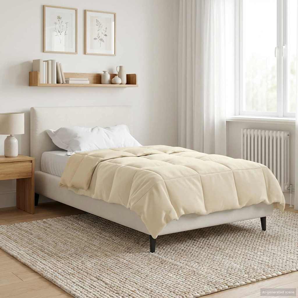 Edredom de verão simples creme 155 x 200 cm microfibra