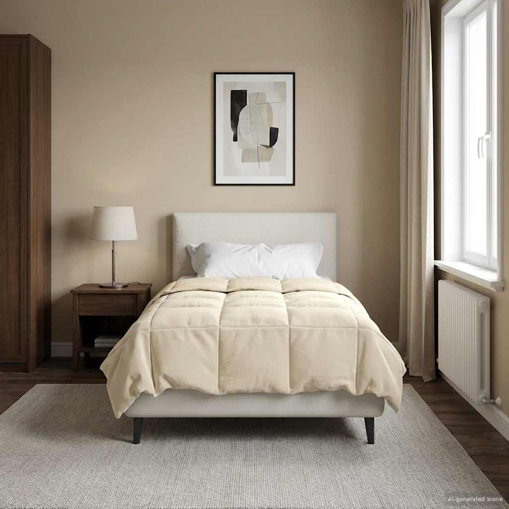 Edredom de verão simples creme 155 x 200 cm microfibra