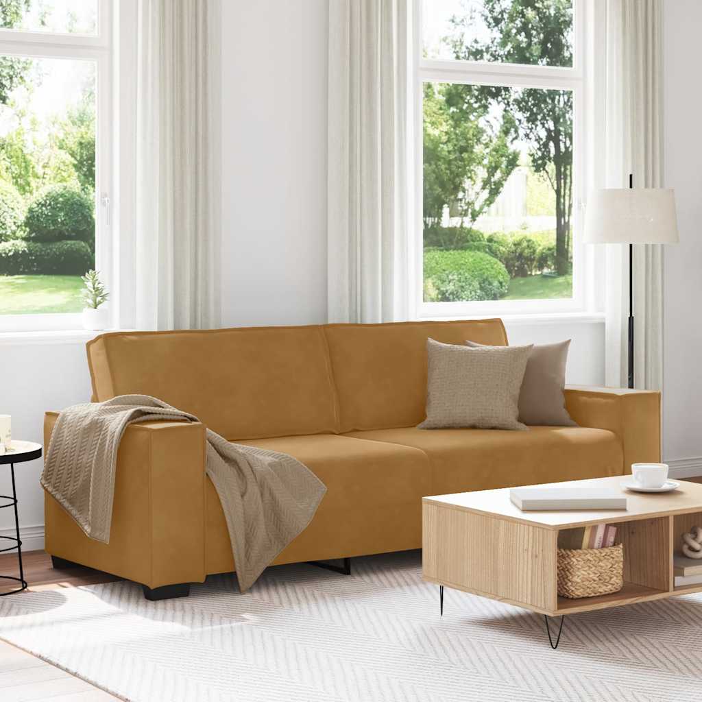 Sofá de 3 lugares 220x78x84 cm veludo castanho