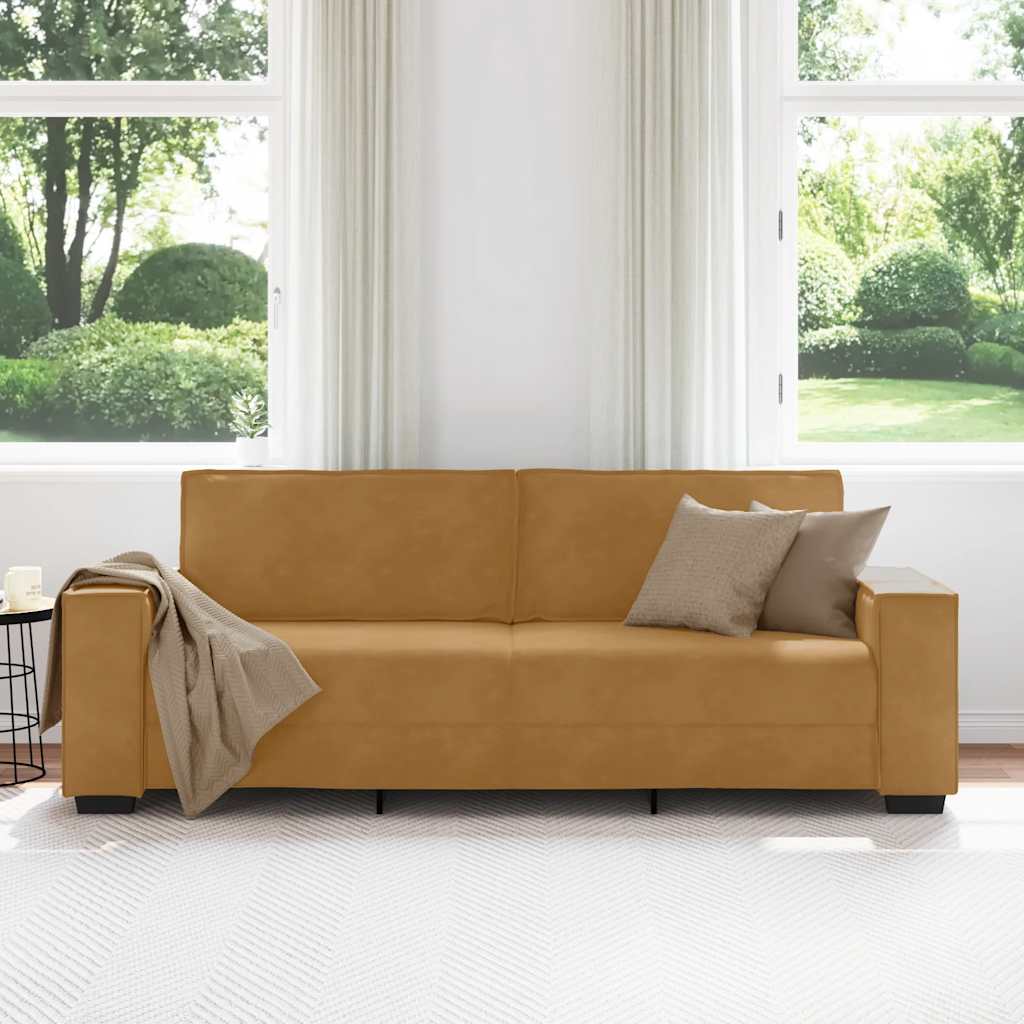 Sofá de 3 lugares 220x78x84 cm veludo castanho