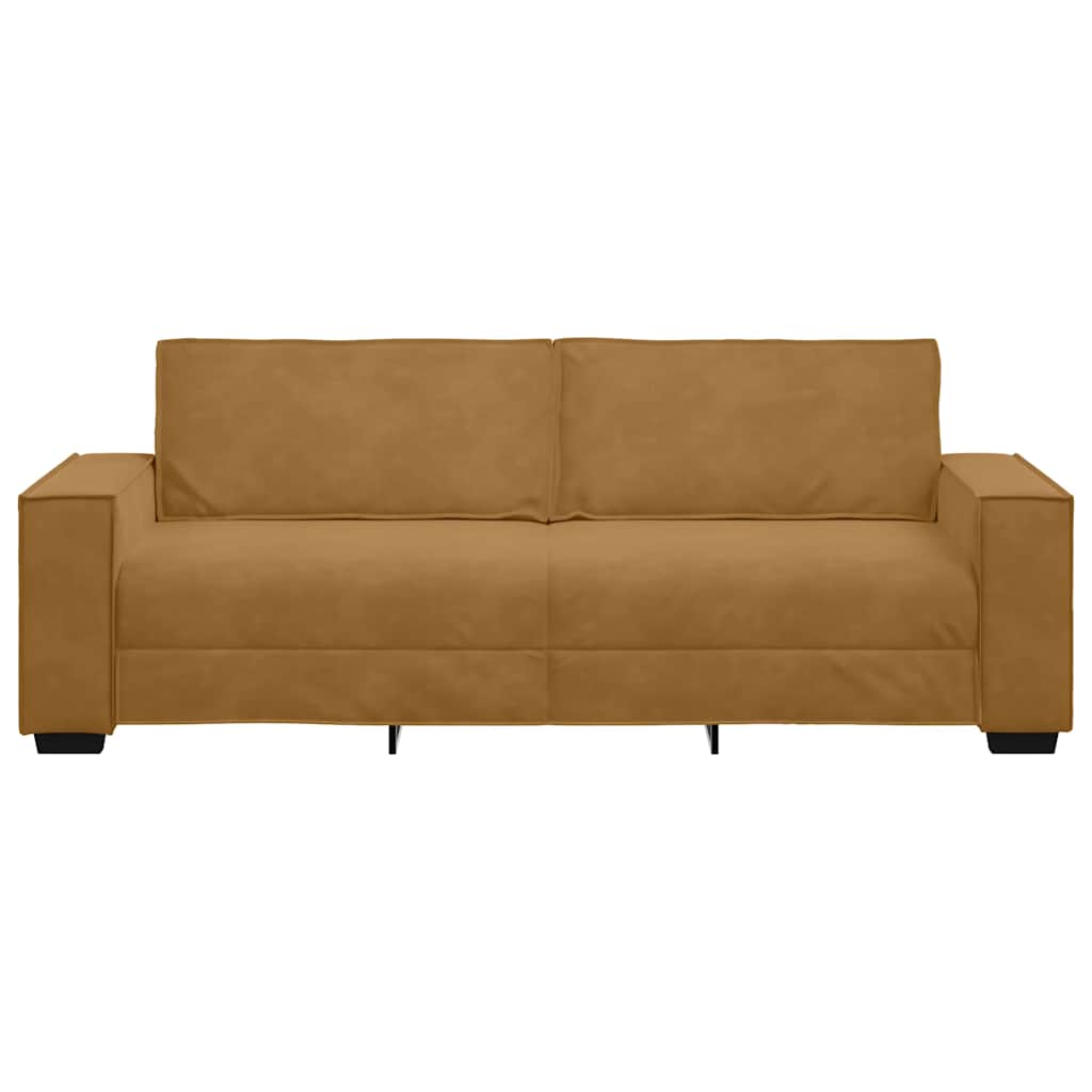 Sofá de 3 lugares 220x78x84 cm veludo castanho