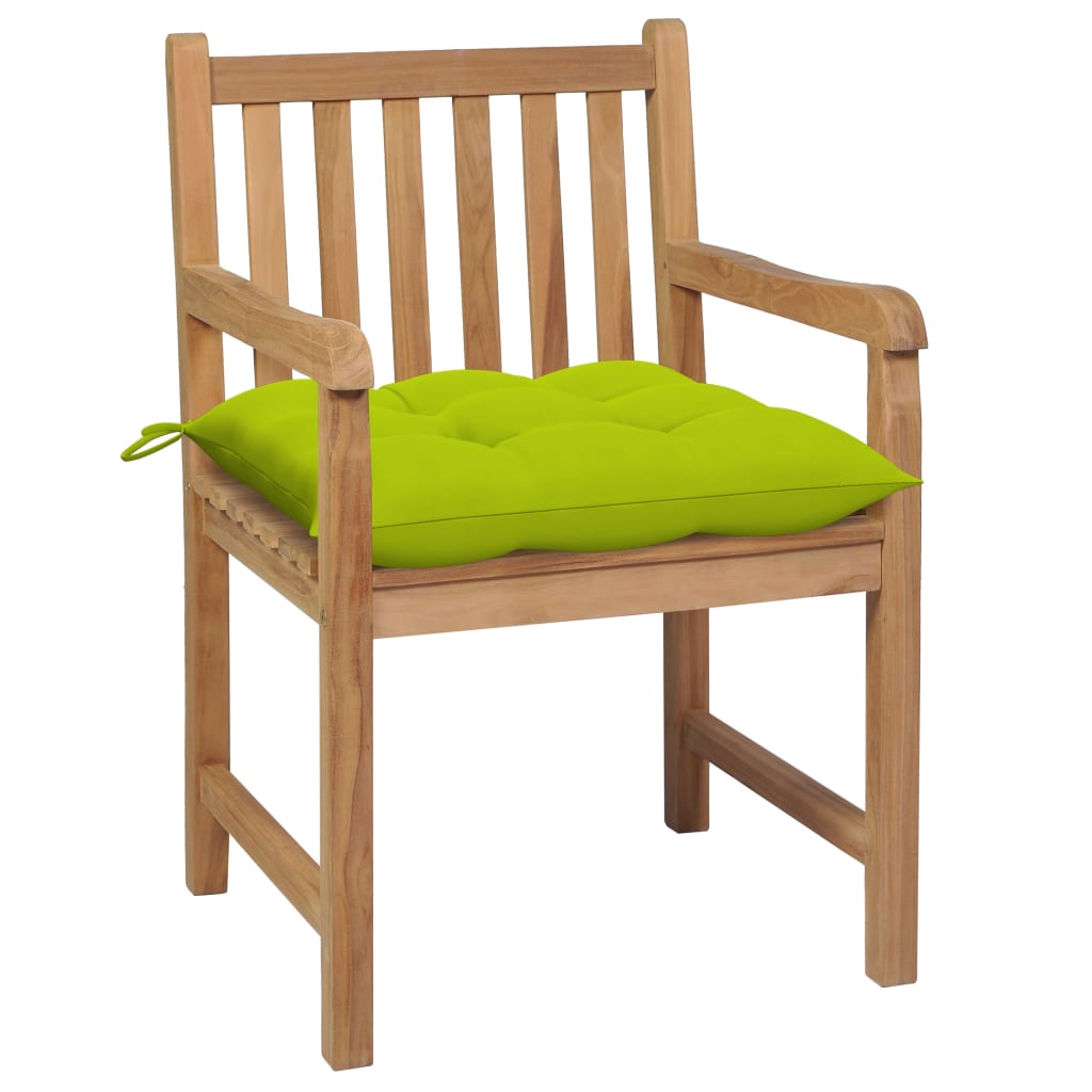 Cadeiras jardim c/ almofadões verde brilhante 2 pcs teca maciça