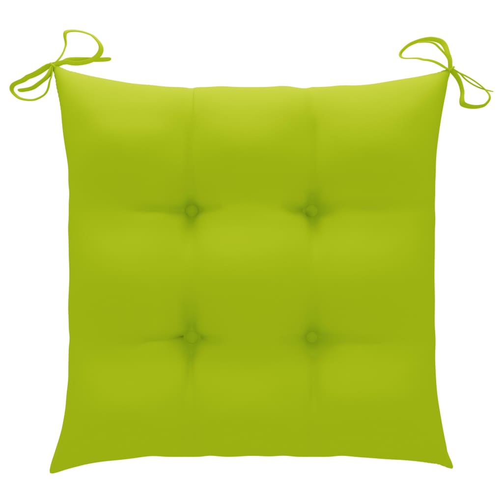 Cadeiras jardim c/ almofadões verde brilhante 2 pcs teca maciça