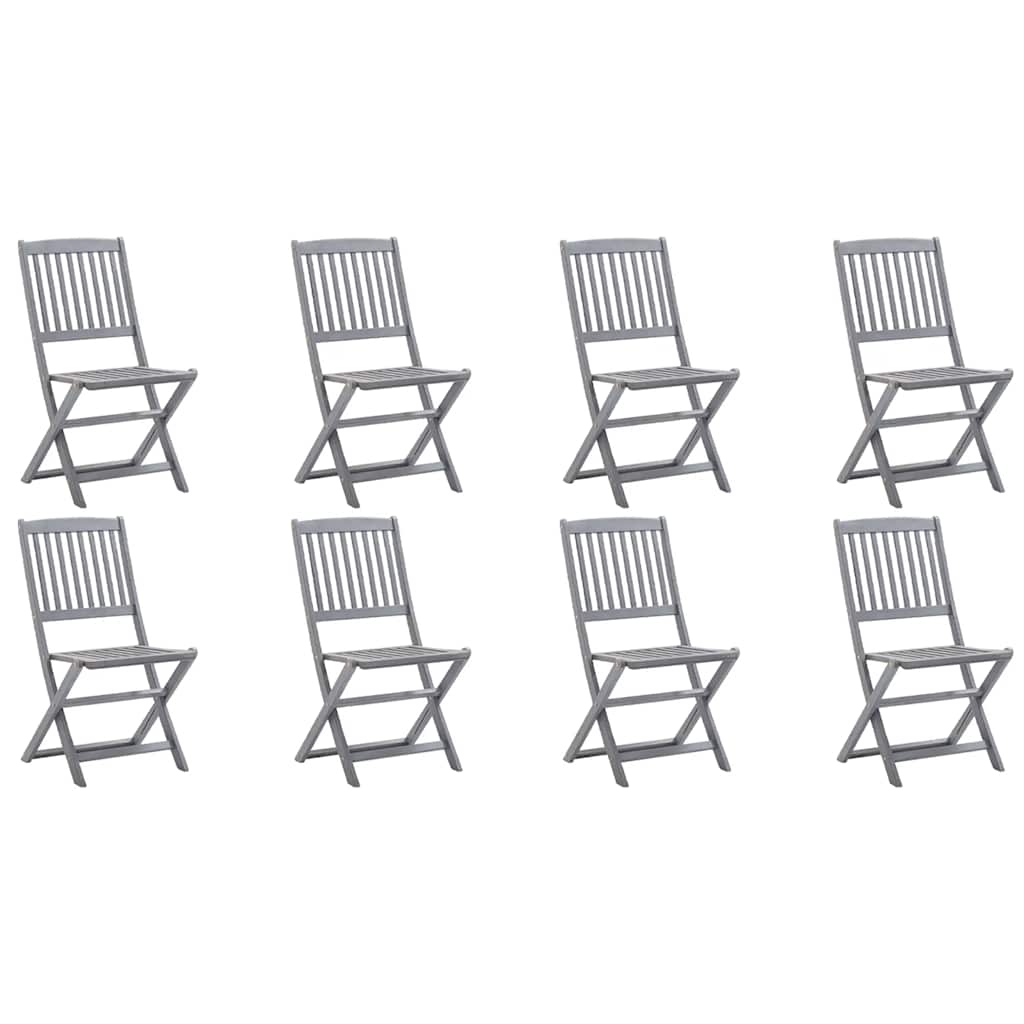 Cadeiras de exterior dobráveis 8pcs c/ almofadões acácia maciça