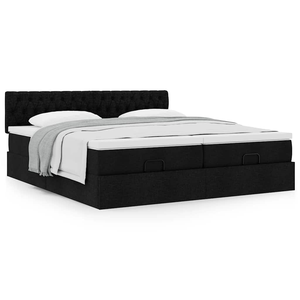 63 / 5,000Vidaxl estrutura de cama otomana com colchões tecido preto