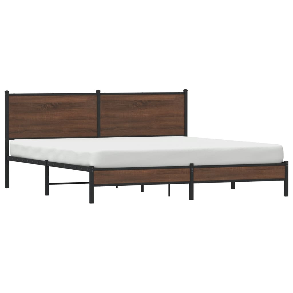 Estrutura cama sem colchão 183x213 cm metal carvalho castanho