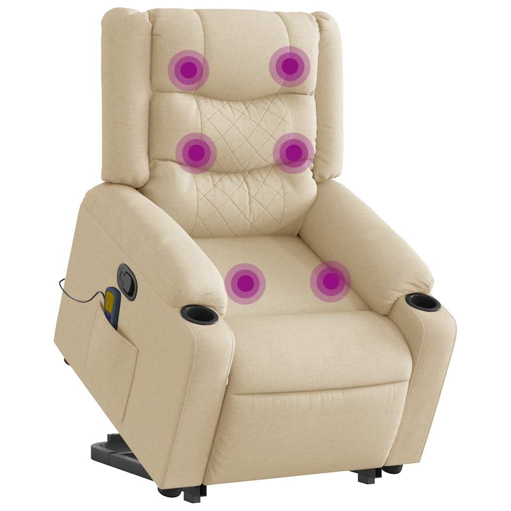 Poltrona elevatória de massagens tecido cor creme