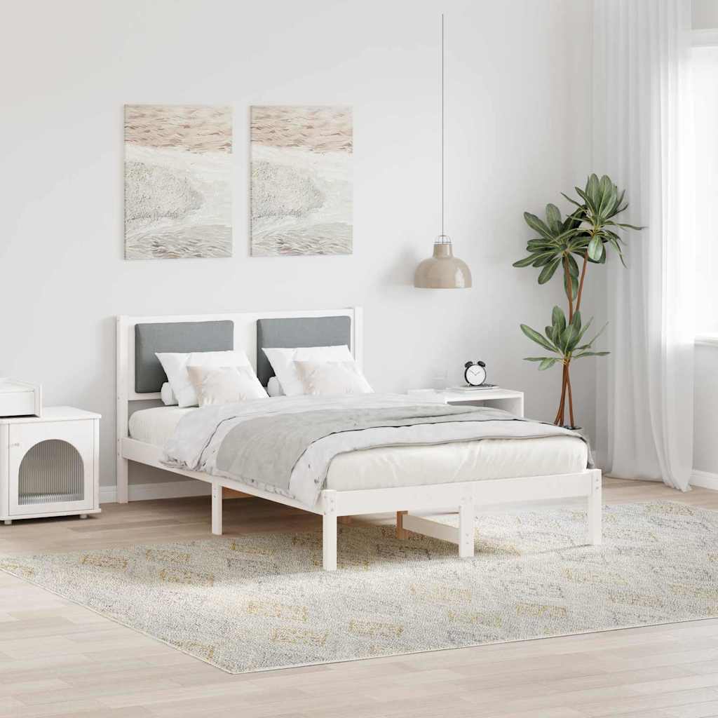 Estrutura da cama com cabeceira cinzento-claro 120 x 190 cm