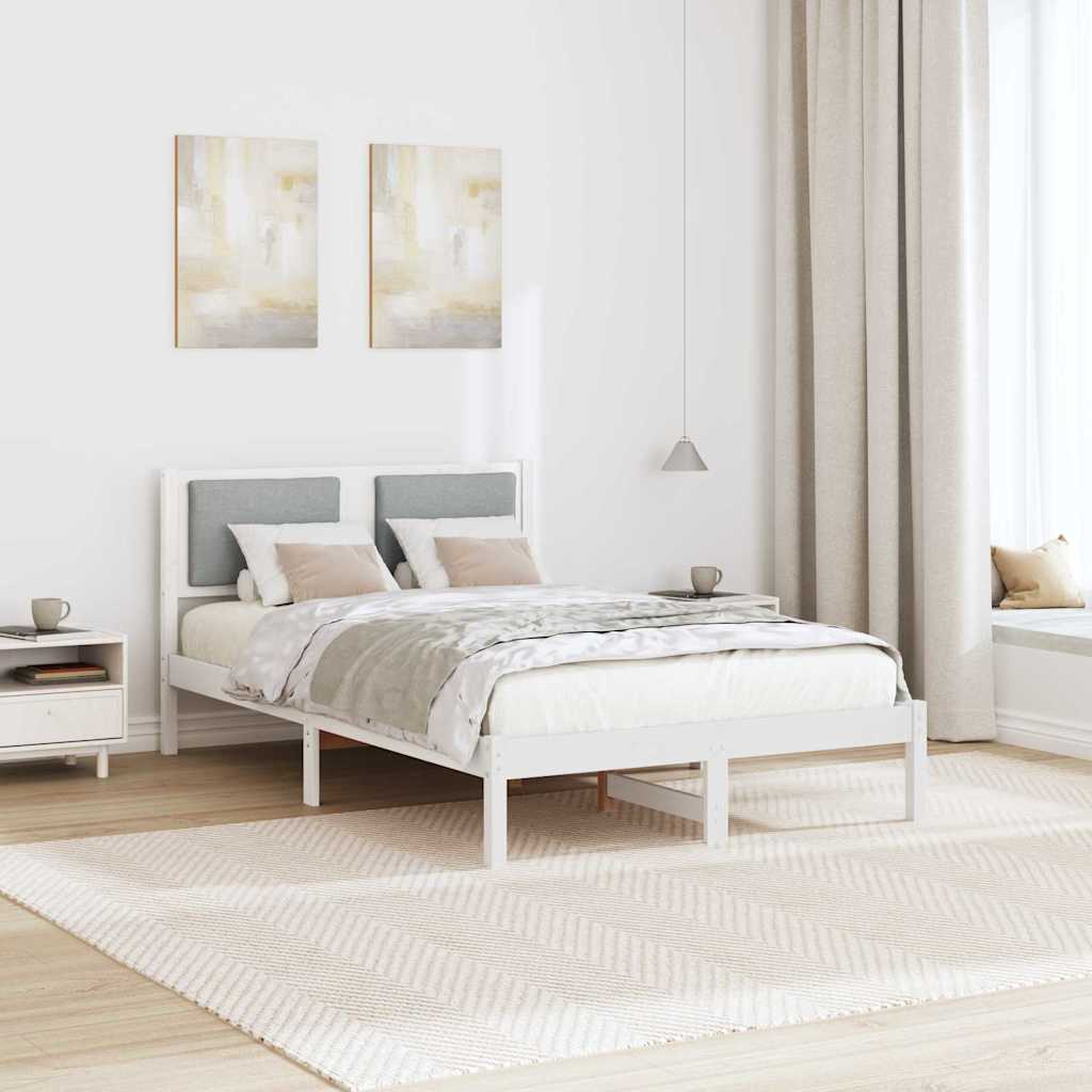 Estrutura da cama com cabeceira cinzento-claro 120 x 190 cm