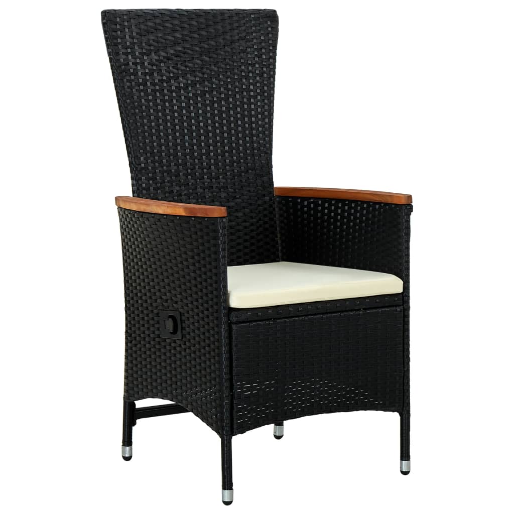 Cadeiras de exterior c/ almofadões 2 pcs vime PE preto