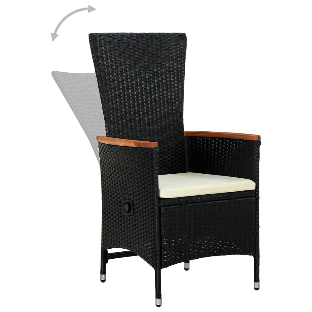 Cadeiras de exterior c/ almofadões 2 pcs vime PE preto