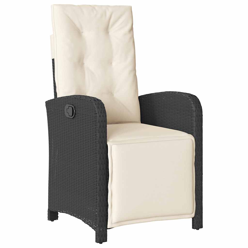 3 Pcs conjunto de bistrô com almofadões vime PE preto