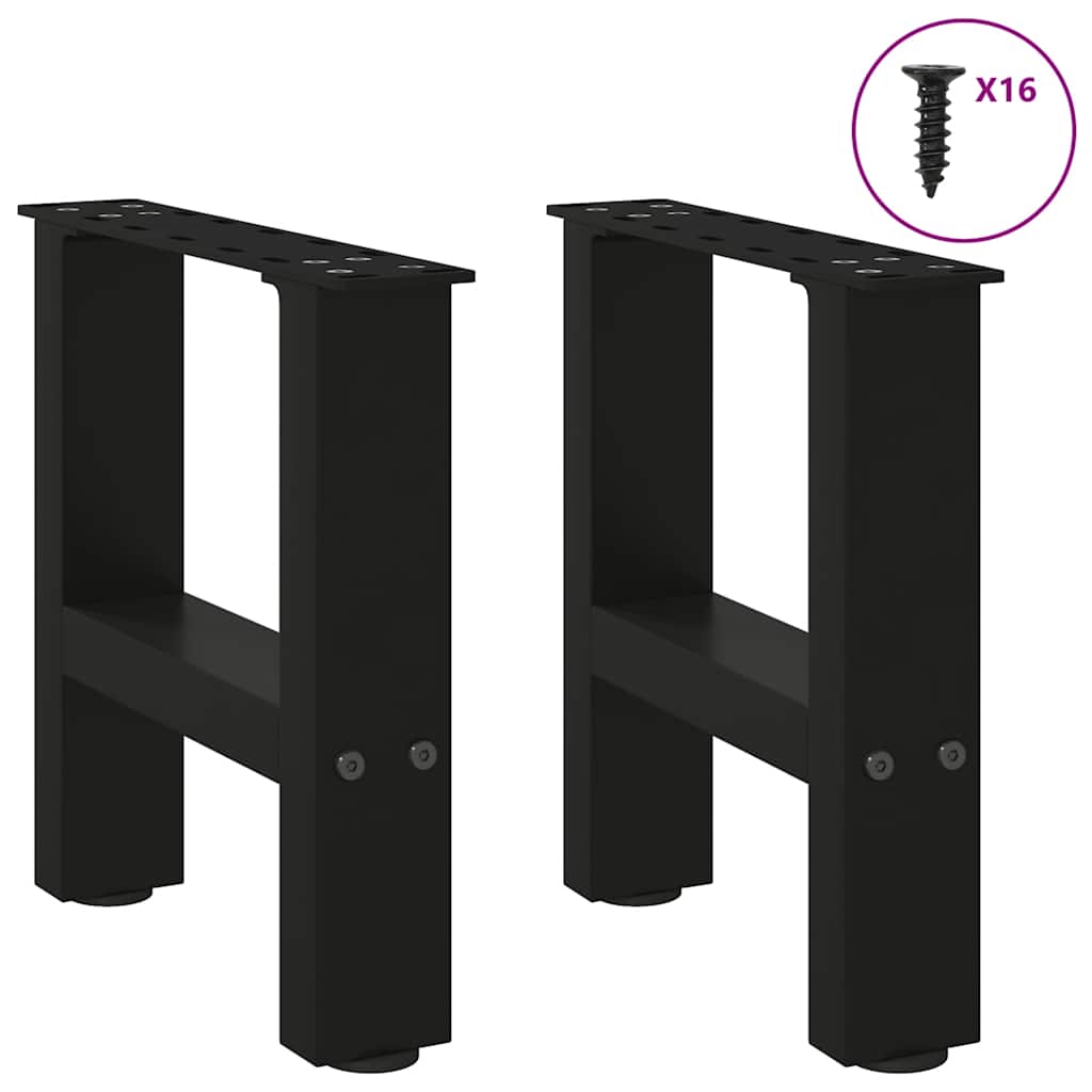 Pés para mesa de centro pretos 2 peças 30x(30-31) cm aço