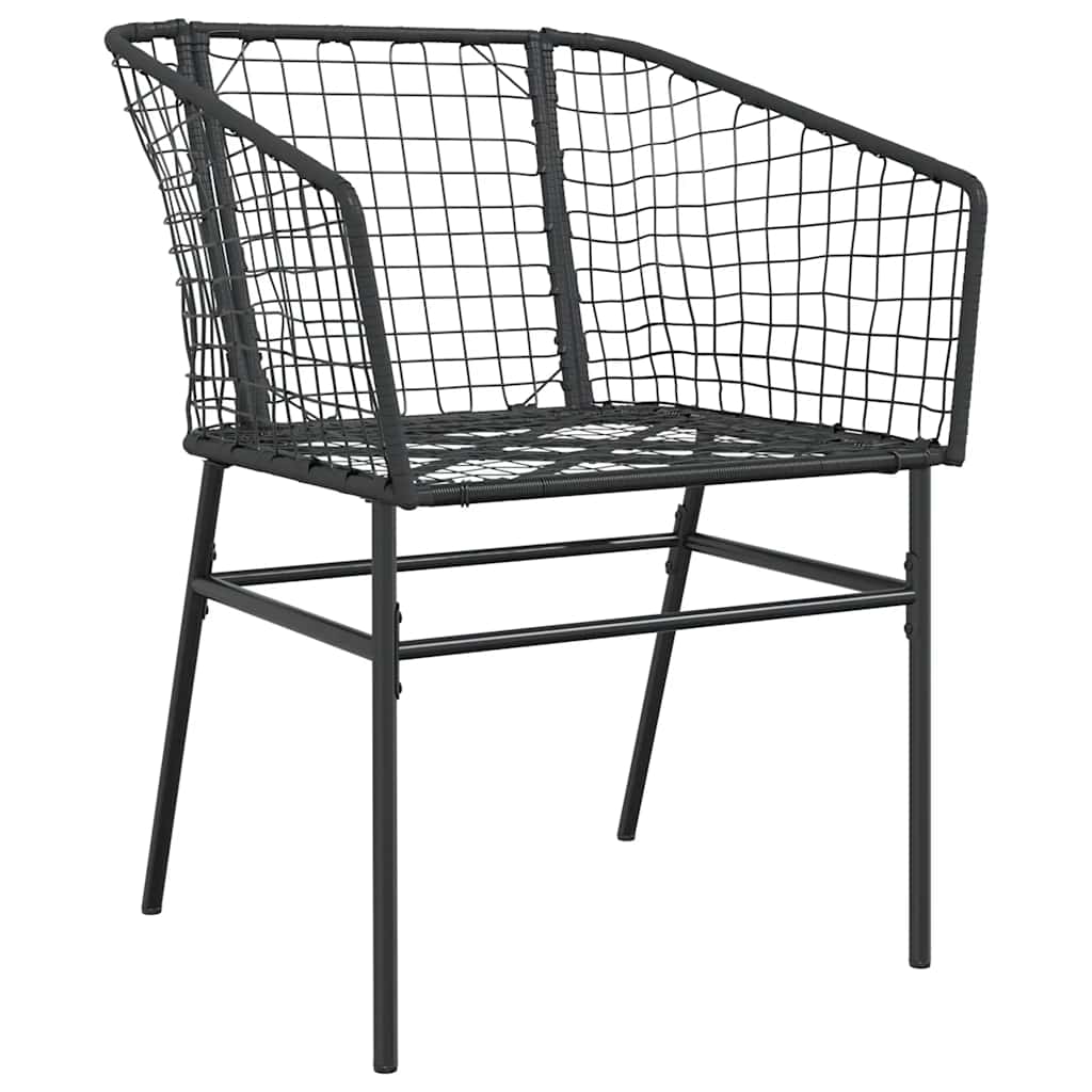 3 Pcs conjunto de jantar para jardim vime PE vidro preto