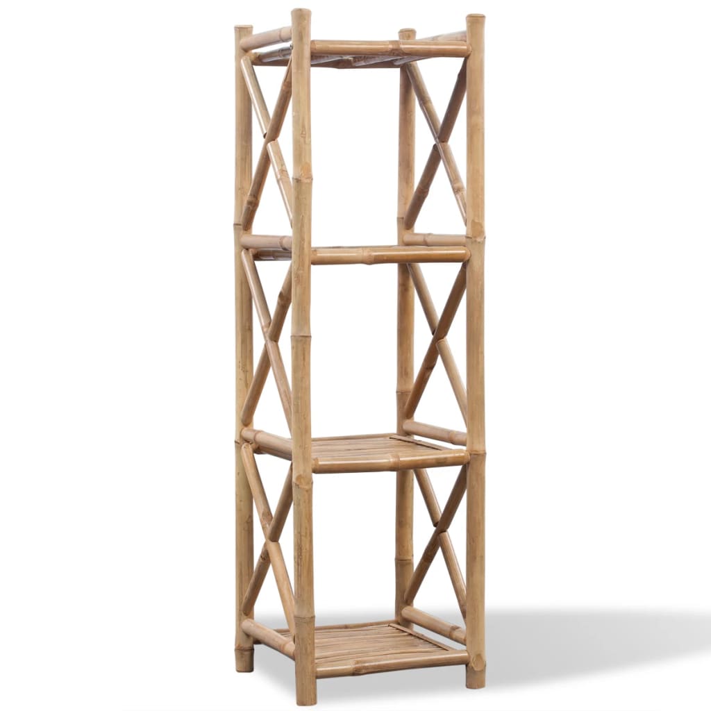Estante de bambu quadrada com 4 prateleiras