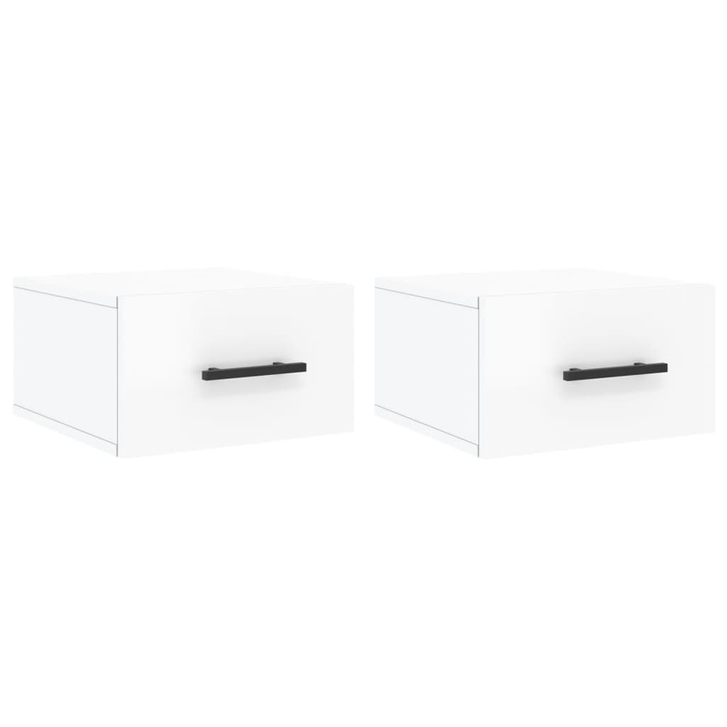 Mesas de cabeceira parede 2 pcs 35x35x20 cm branco brilhante