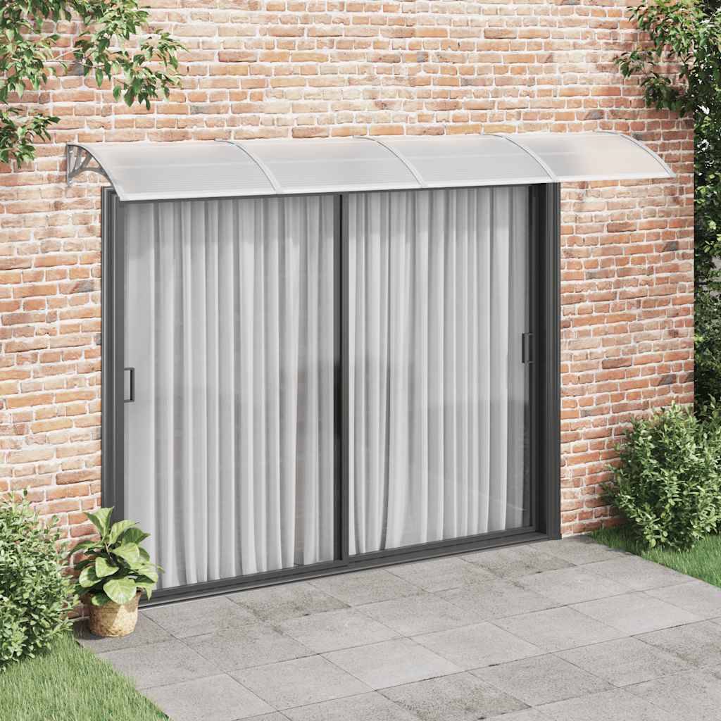 Toldo para porta 350x75 cm policarbonato cinzento/transparente