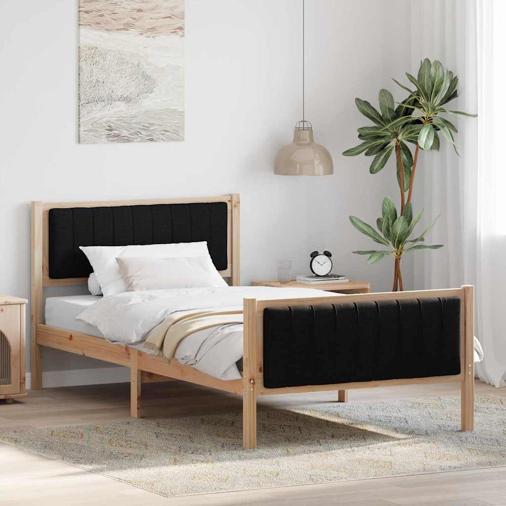 Estrutura da cama com cabeceira castanho e preto 100 x 200 cm