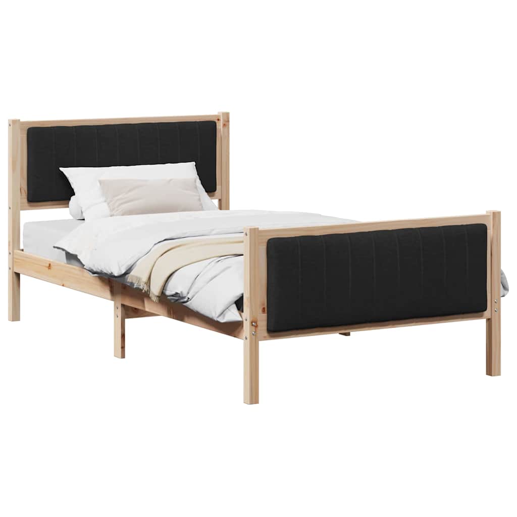 Estrutura da cama com cabeceira castanho e preto 100 x 200 cm