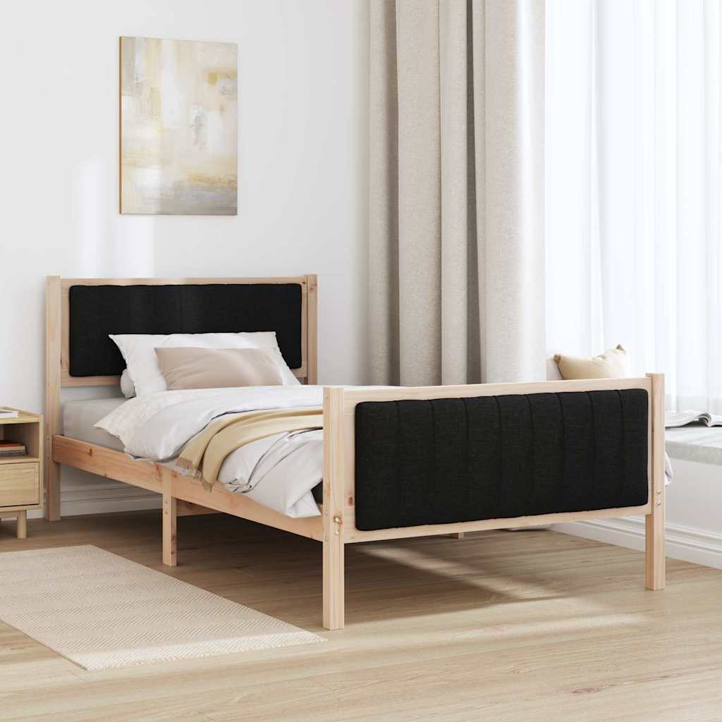 Estrutura da cama com cabeceira castanho e preto 100 x 200 cm