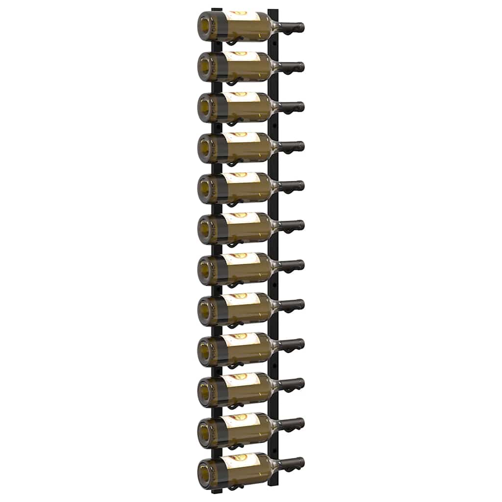 Garrafeiras de parede para 12 garrafas 2 pcs ferro preto