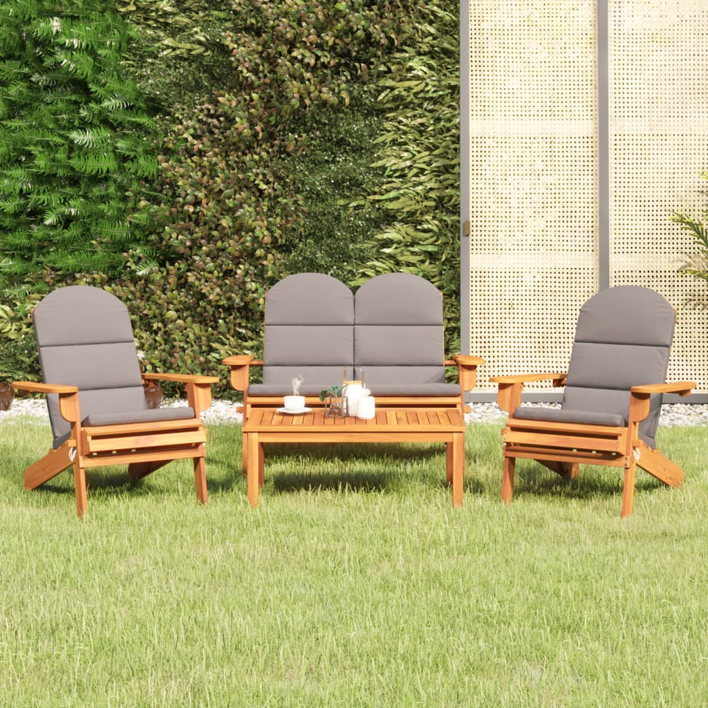 4 Pcs conjunto lounge de jardim adirondack acácia maciça