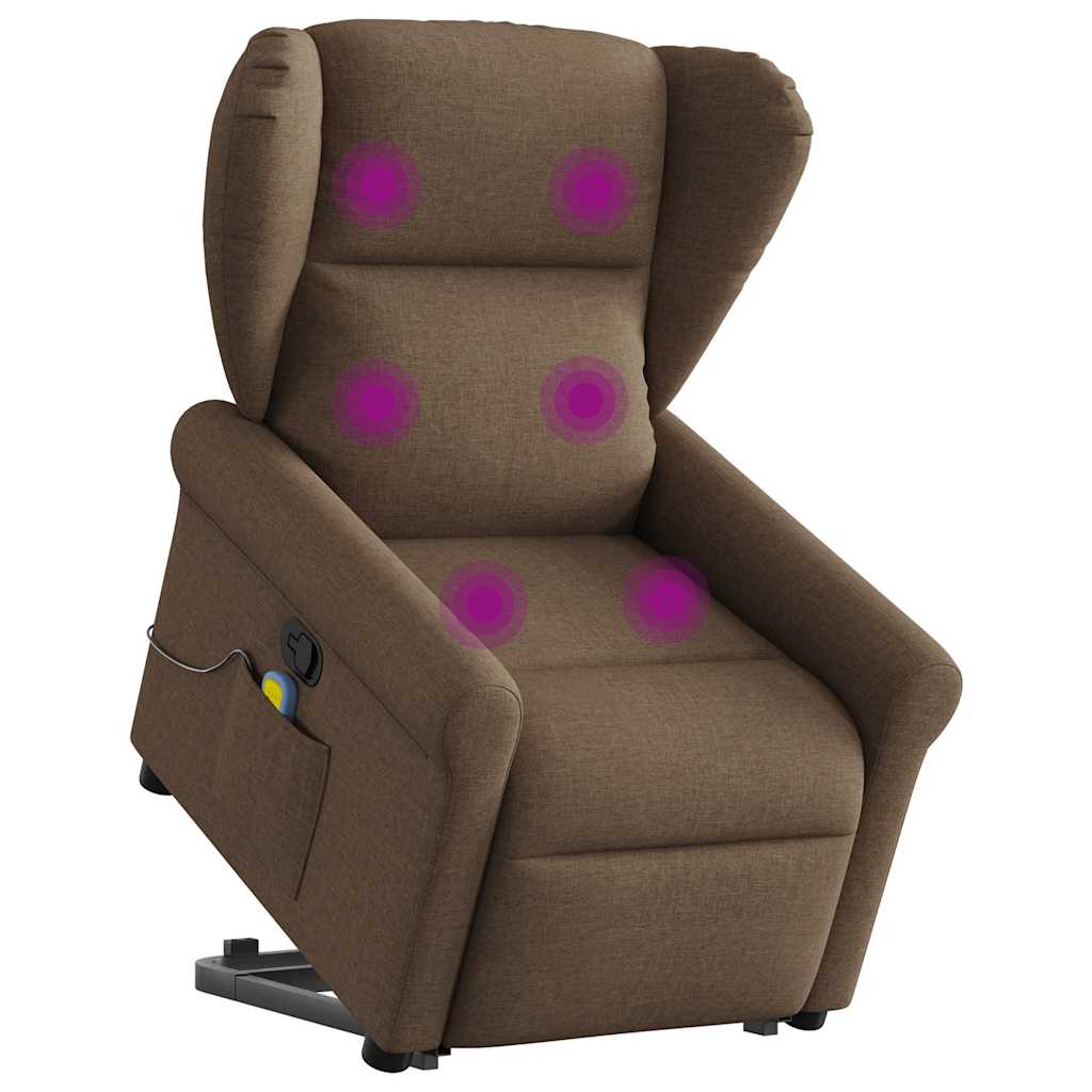 Poltrona reclinável massagens tecido castanho