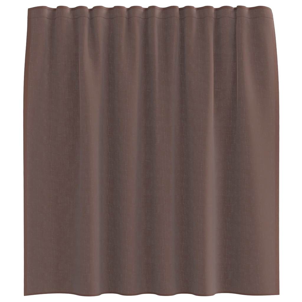 Cortinas de voile com bolsos para varão 2 pcs castanho