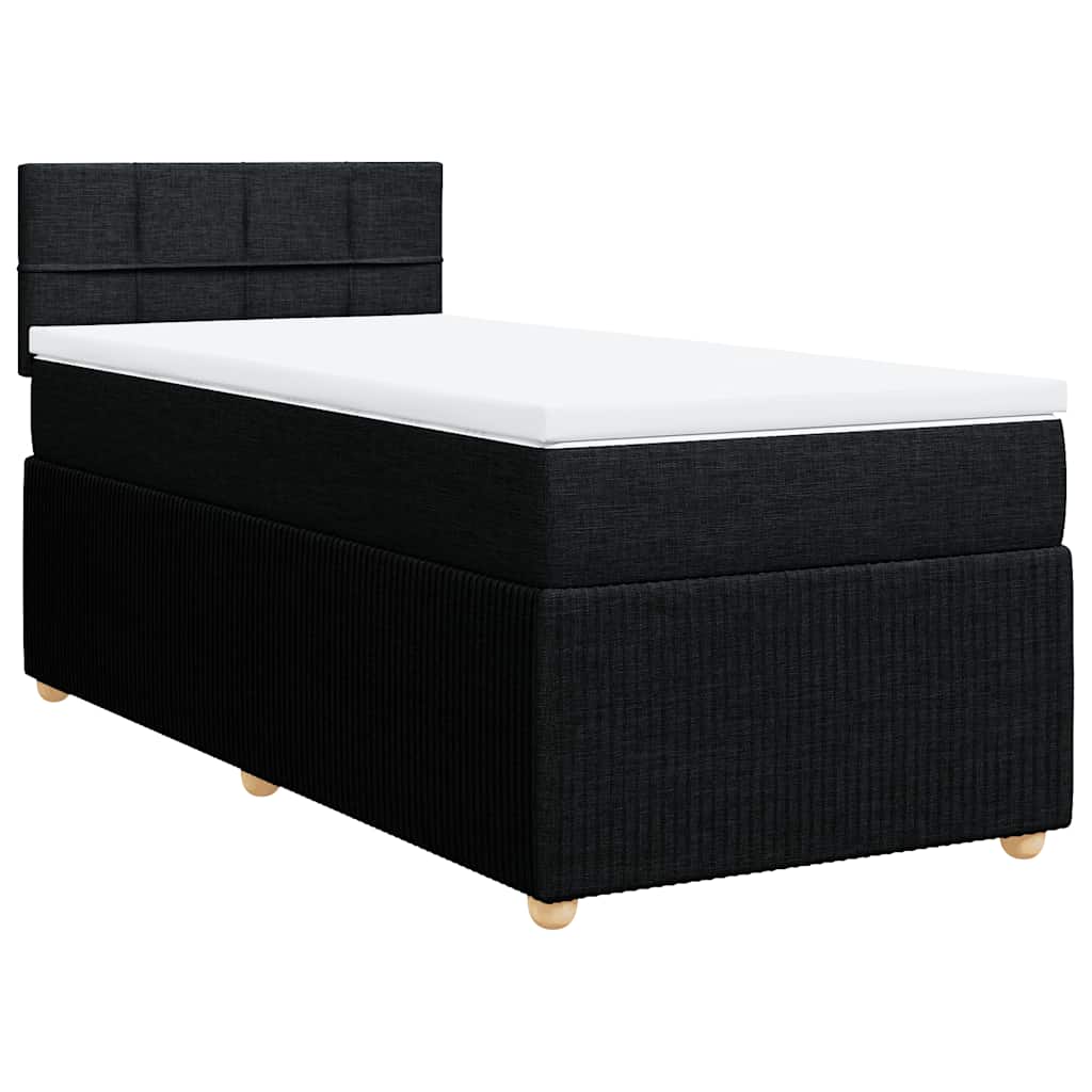 Cama com molas/colchão 80x200 cm tecido preto
