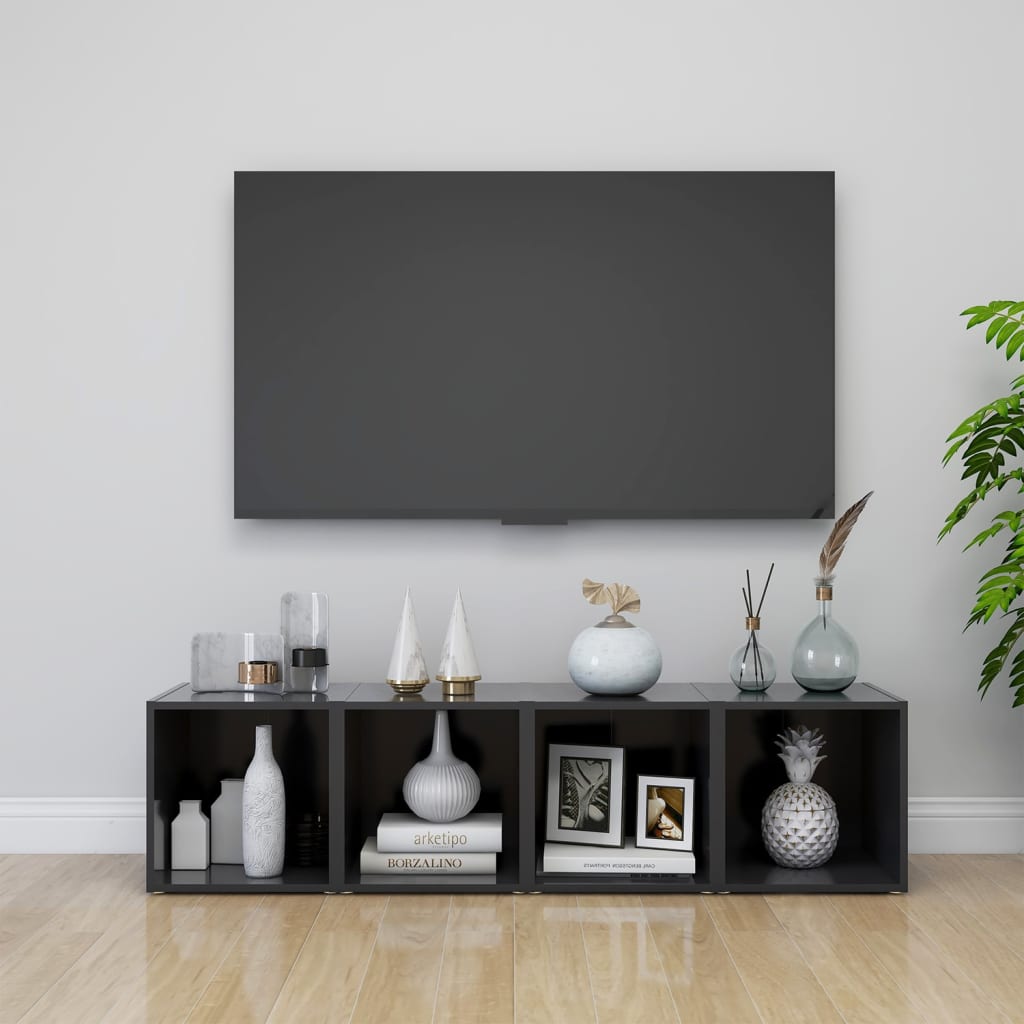 Móveis de TV 4 pcs 37x35x37 cm derivados de madeira cinzento