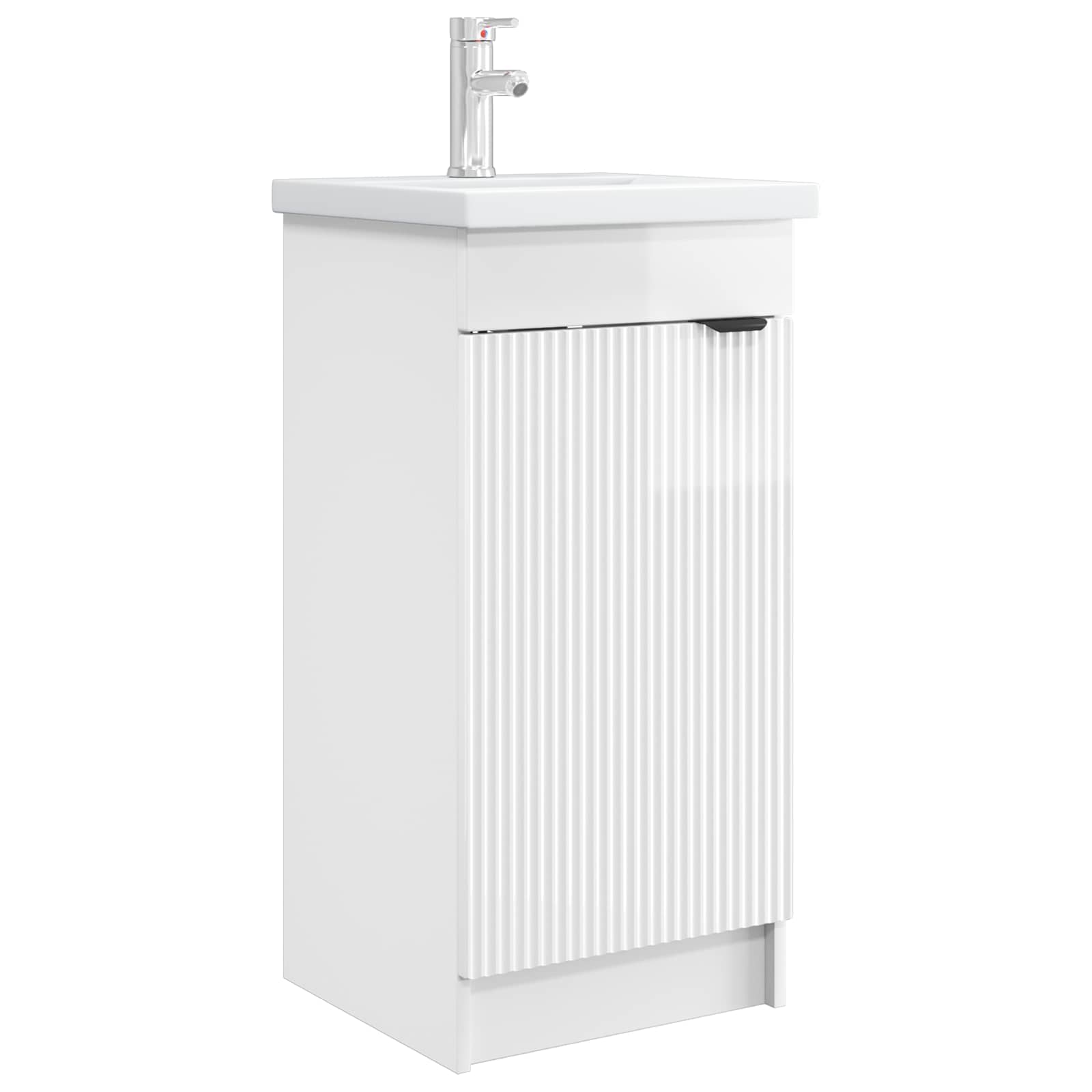 Gabinete de banheiro com pia branco brilhante 42 x 40 x 84,5 cm
