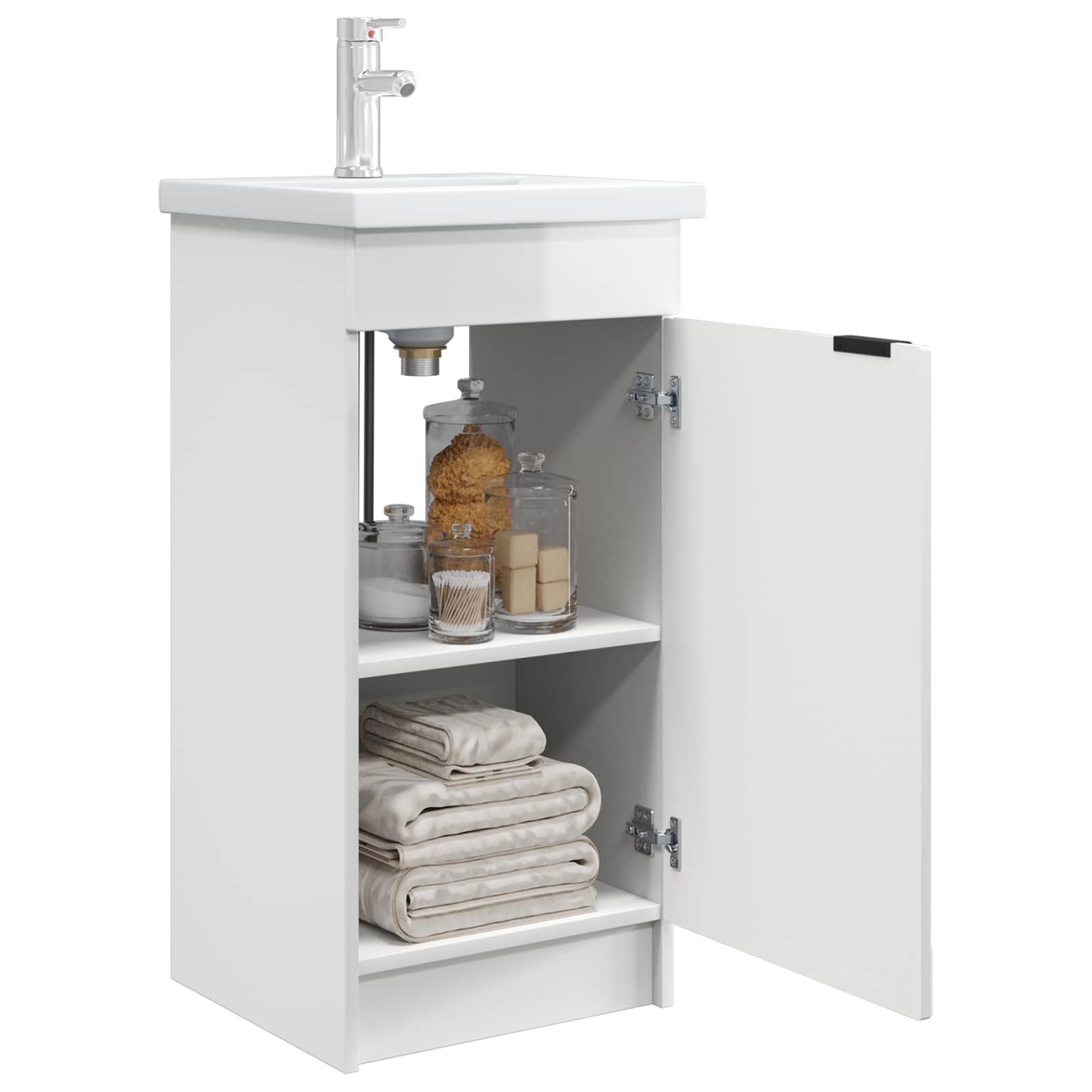 Gabinete de banheiro com pia branco brilhante 42 x 40 x 84,5 cm