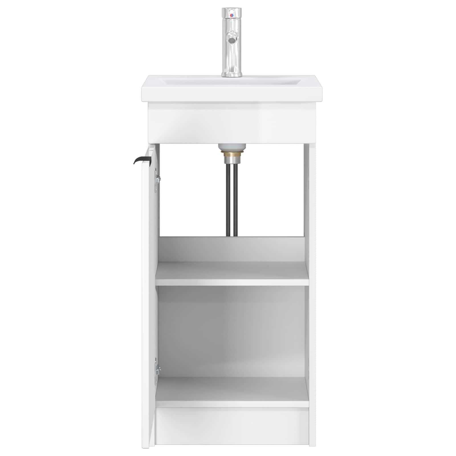 Gabinete de banheiro com pia branco brilhante 42 x 40 x 84,5 cm