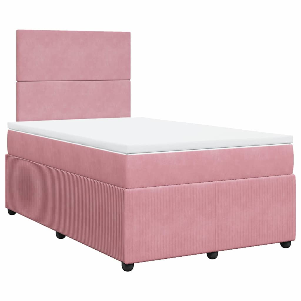 Cama boxspring com colchão 120x200 cm veludo rosa